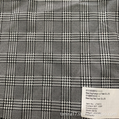 Black and White Stripes Checks 90T/10SP Plaid Fabric